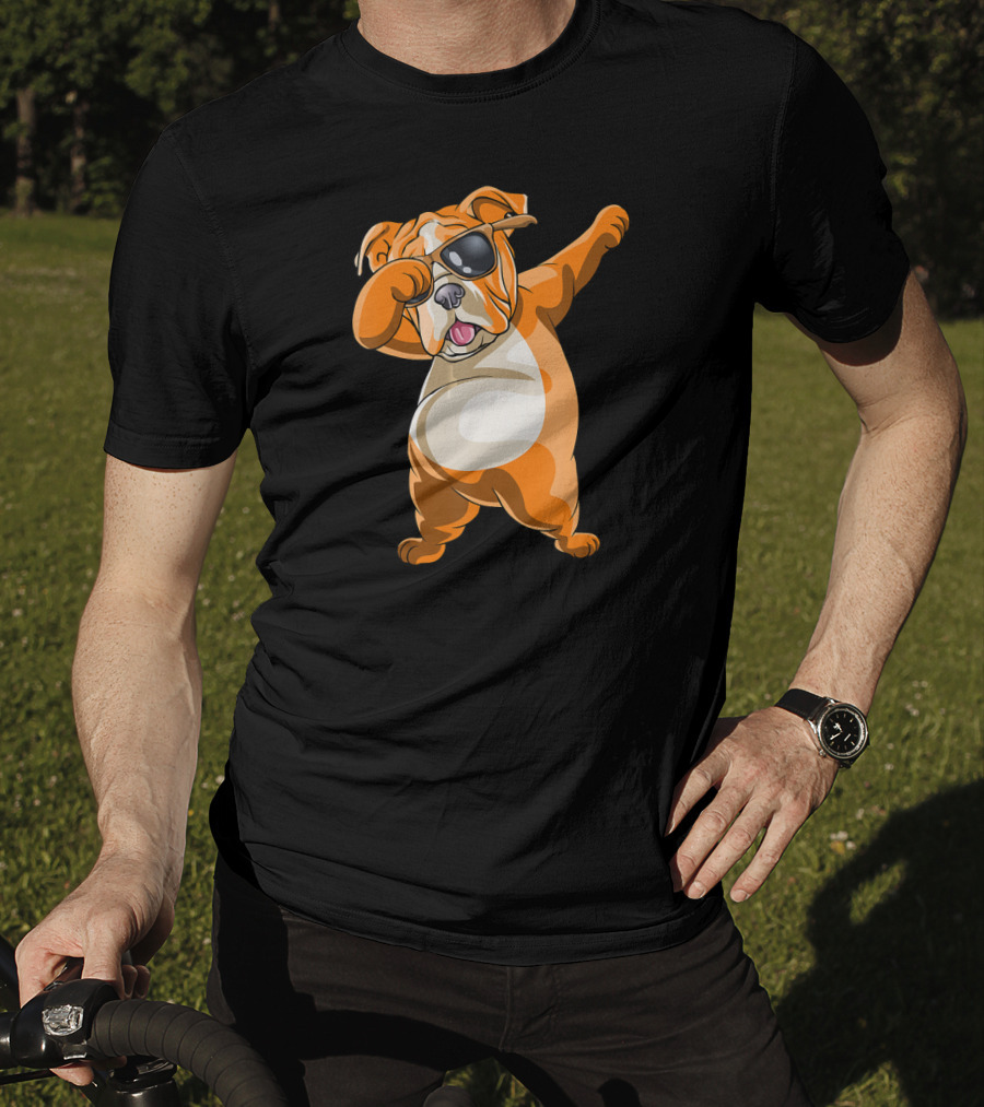 Dabbing English Bulldog Dog Dab With Sunglasses T-Shirt