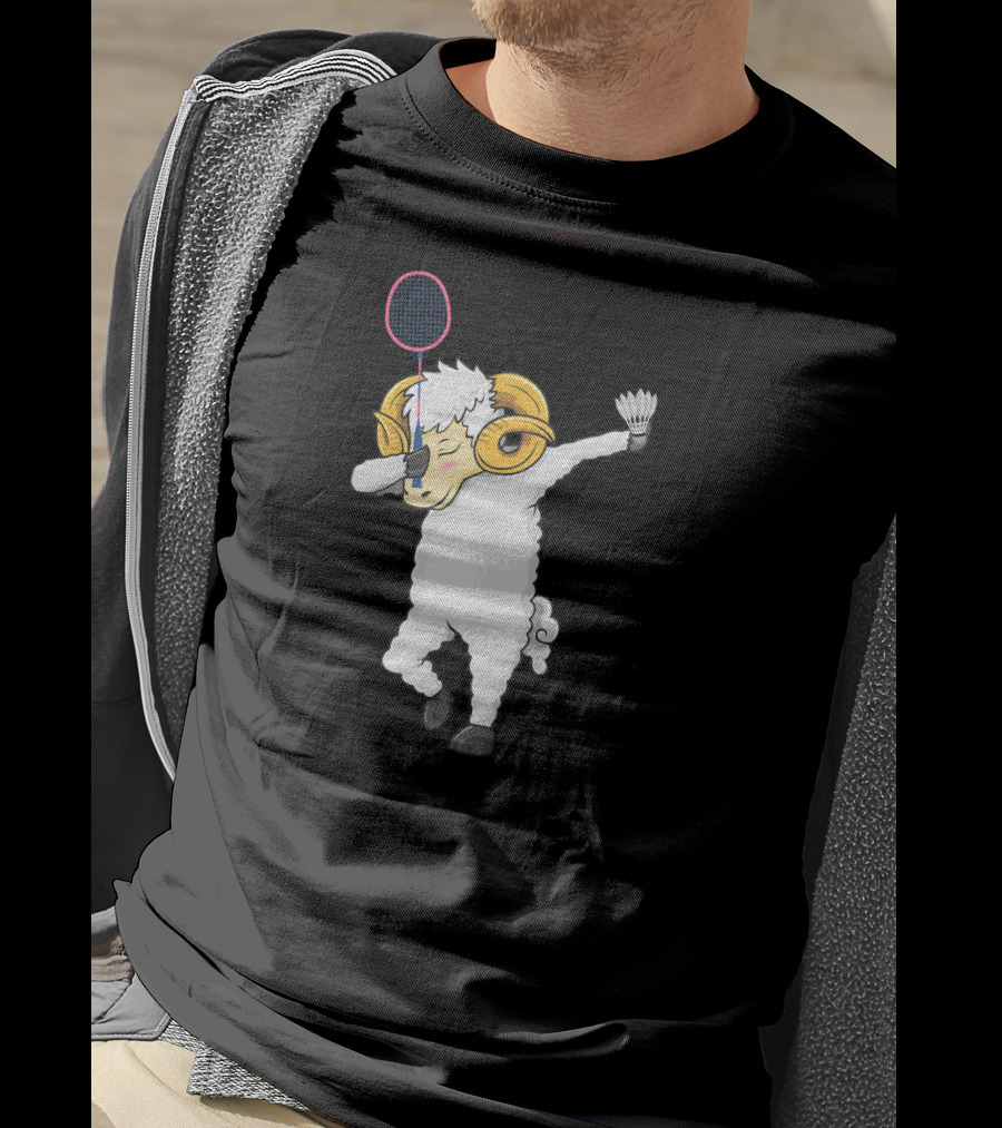 Dabbing Goat Badminton Player With Racket And Shuttlecock T-Shirt