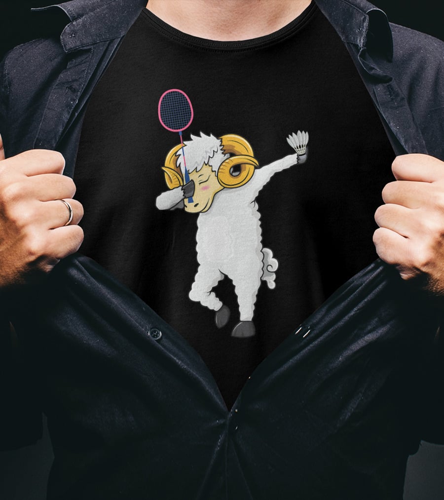 Dabbing Goat Badminton Player With Racket And Shuttlecock T-Shirt