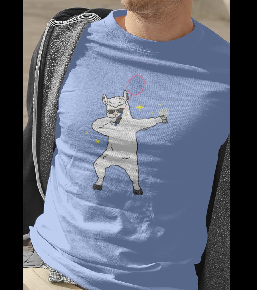 Dabbing Llama Badminton Racket And Shuttlecock T-Shirt