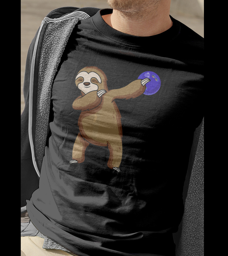 Dabbing Sloth Bowling With Blue Ball T-Shirt