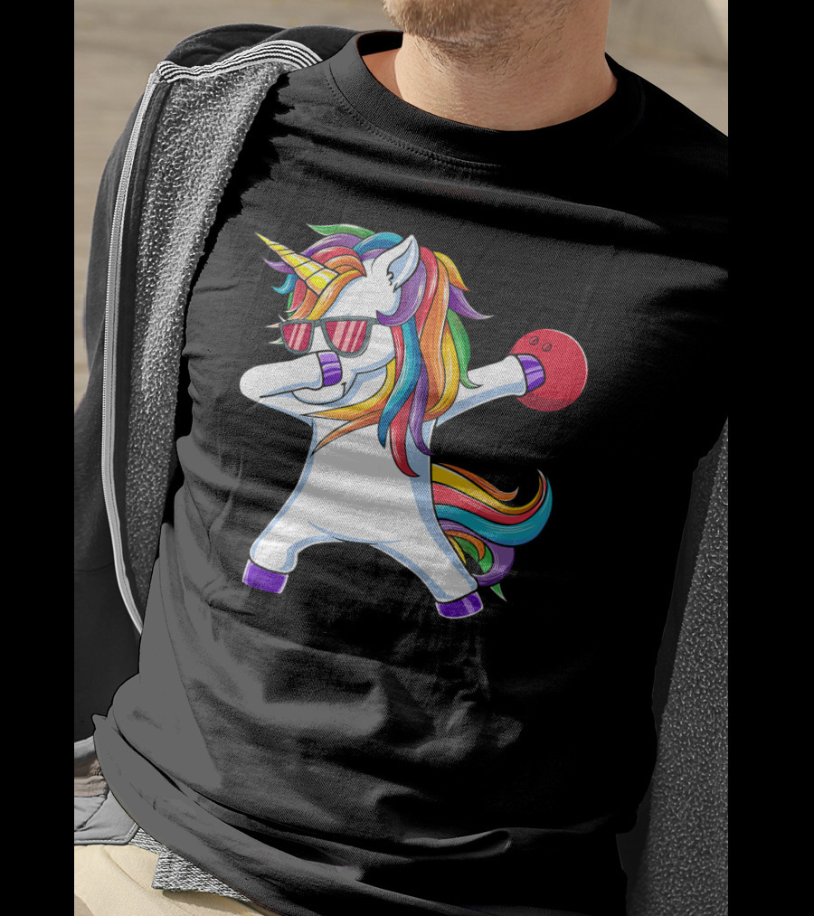 Dabbing Unicorn With Bowling Ball And Sunglasses Iconic T-Shirt
