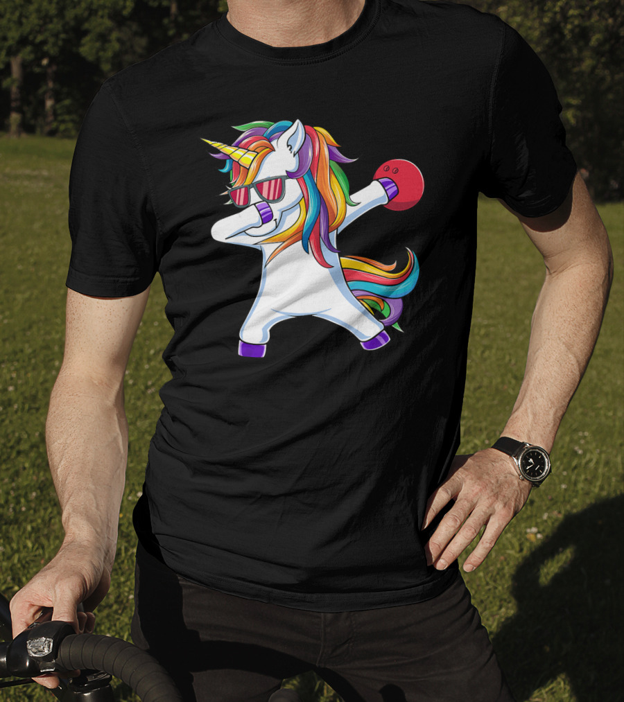Dabbing Unicorn With Bowling Ball And Sunglasses Iconic T-Shirt
