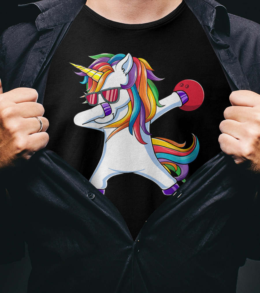 Dabbing Unicorn With Bowling Ball And Sunglasses Iconic T-Shirt