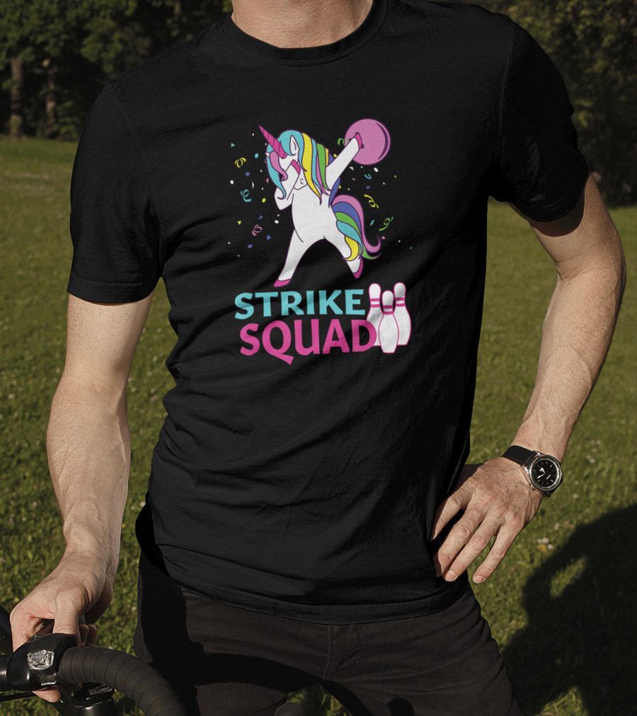 Strike Squad Dabbing Unicorn Bowling Team T-Shirt