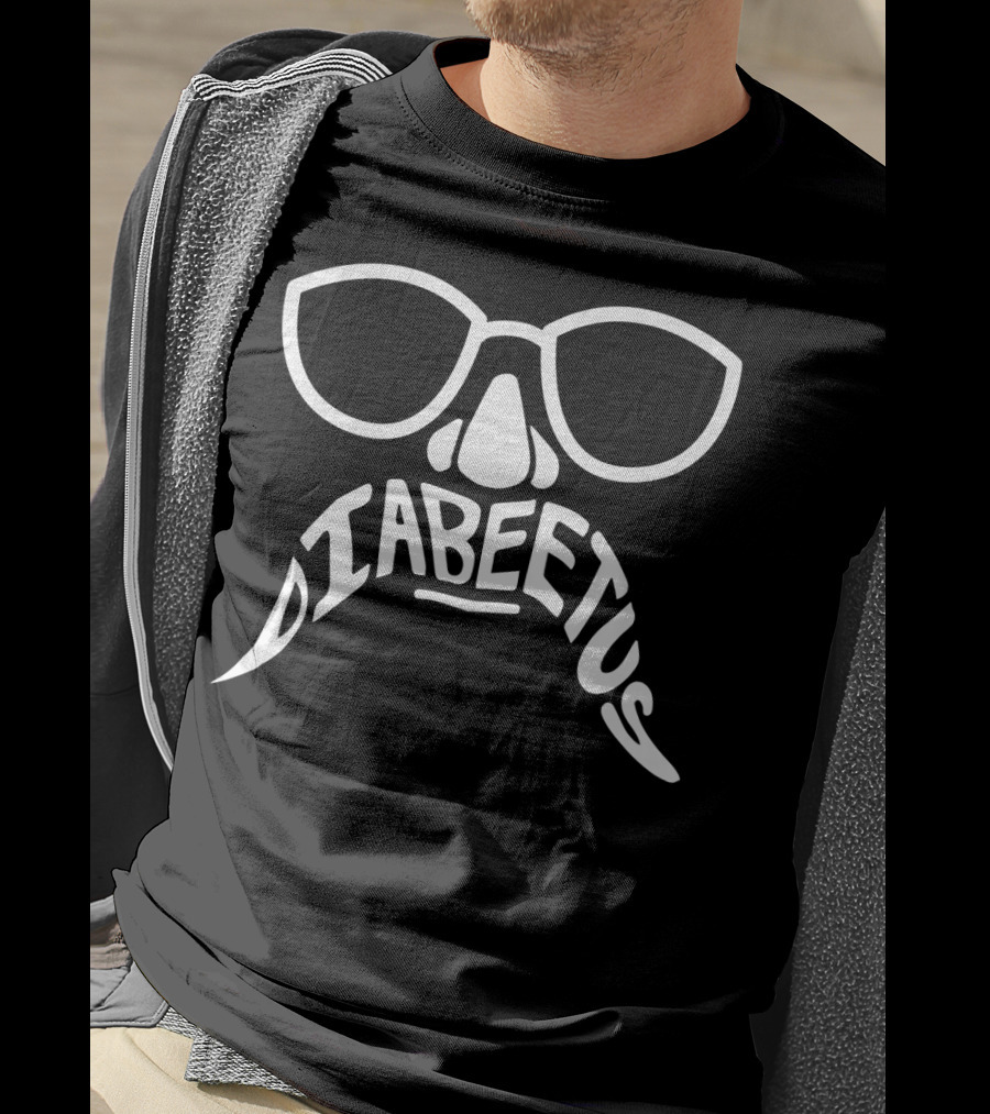 Diabeetus Awareness Diabetic Beard Support Parody Glasses Nose Moustache T-Shirt