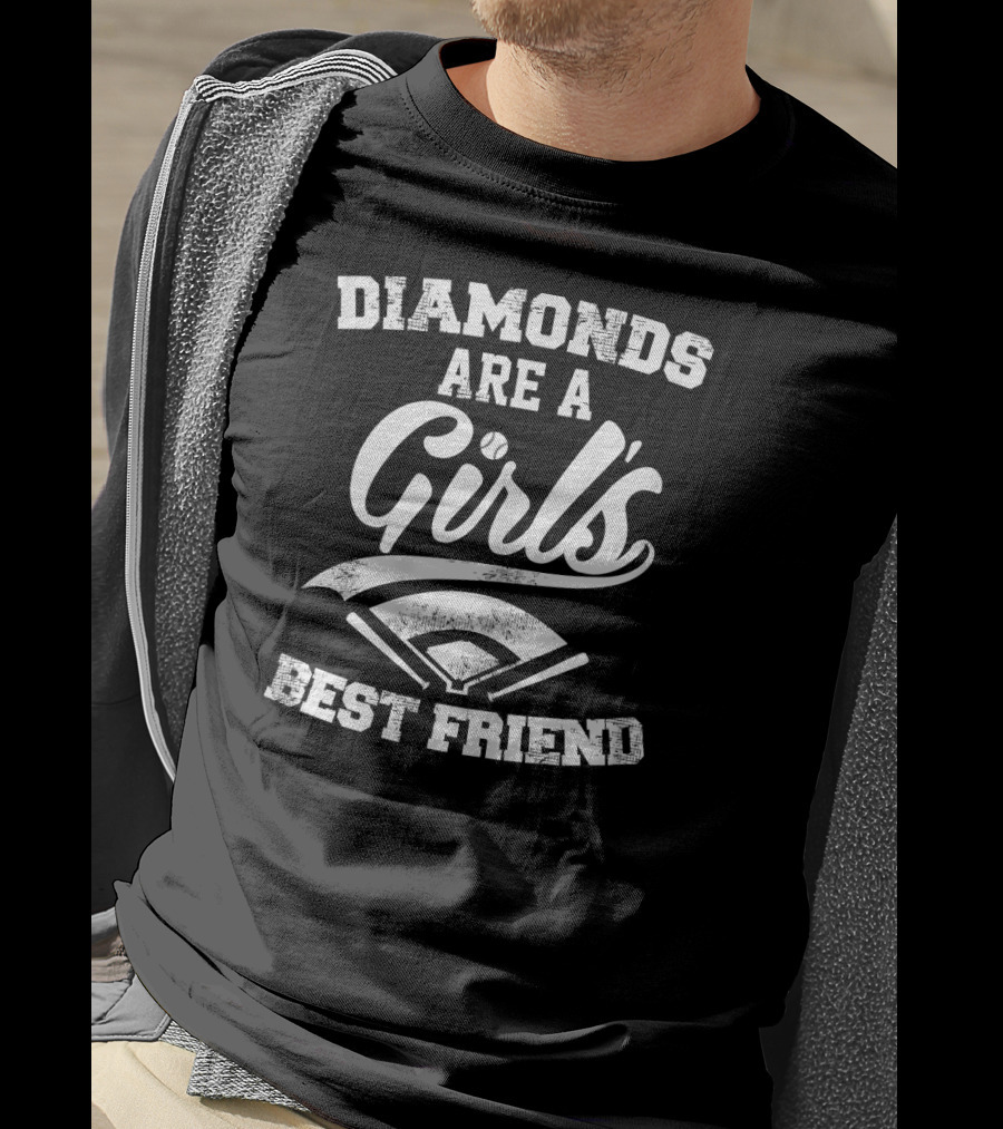 Diamonds Are A Girl's Best Friend Baseball Home Plate T-Shirt