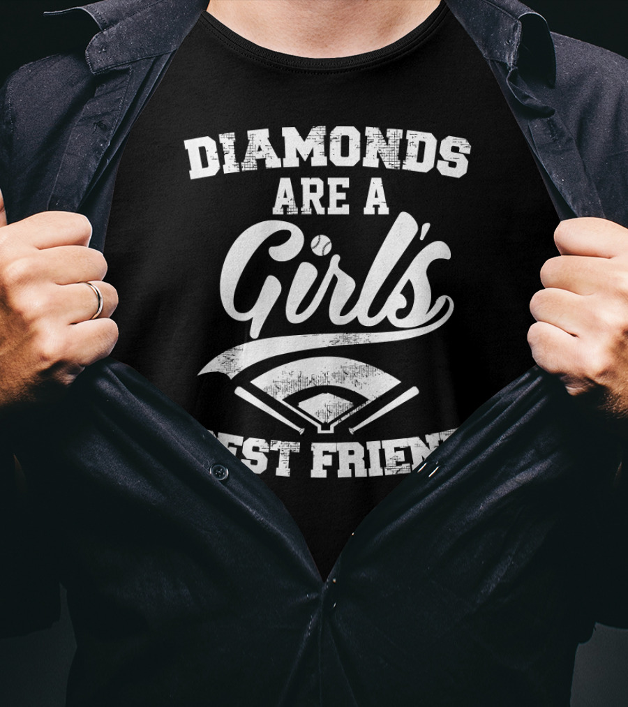Diamonds Are A Girl's Best Friend Baseball Home Plate T-Shirt