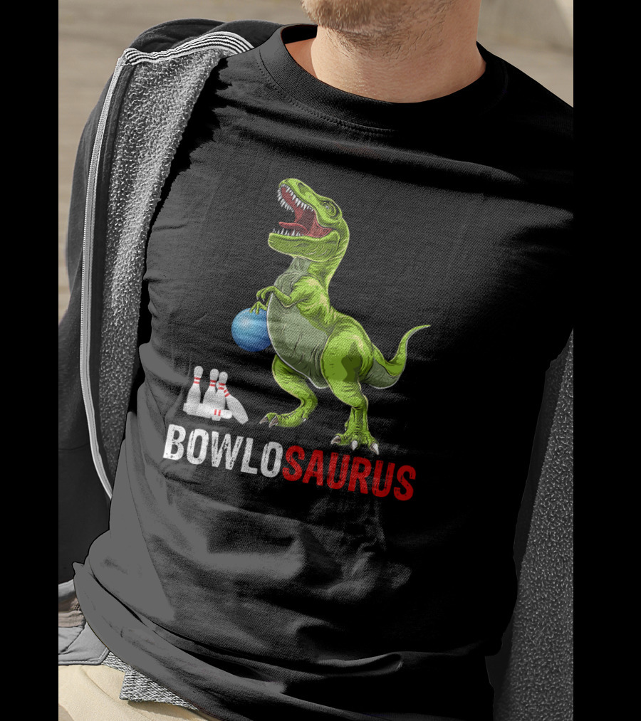 Bowlosaurus Dinosaur Bowler Funny Bowling T-Shirt