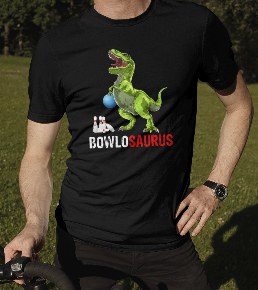 Bowlosaurus Dinosaur Bowler Funny Bowling T-Shirt