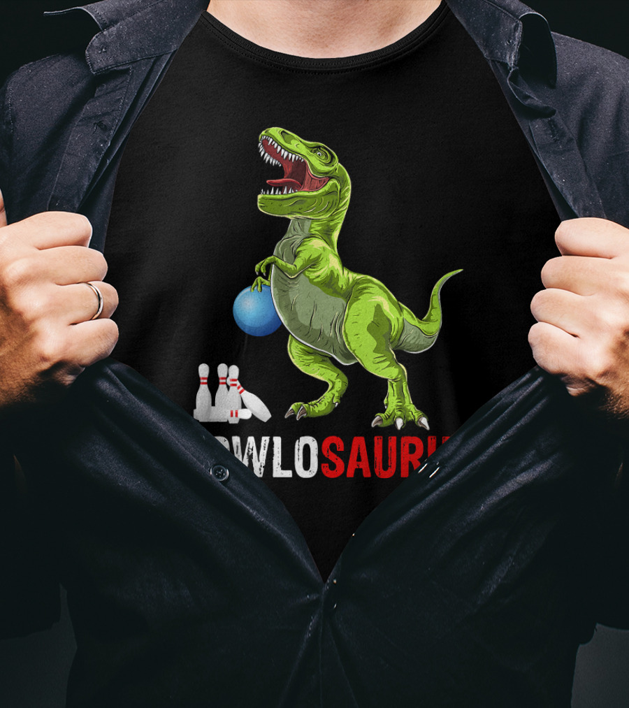Bowlosaurus Dinosaur Bowler Funny Bowling T-Shirt