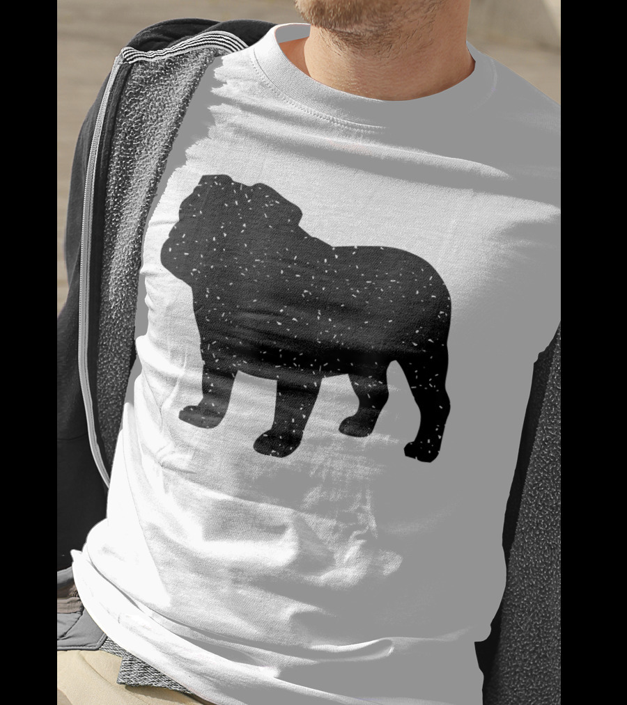 Distressed Black English Bulldog T-Shirt