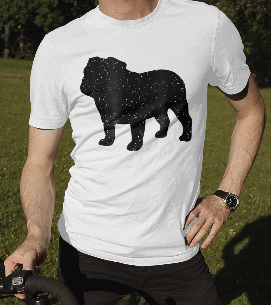 Distressed Black English Bulldog T-Shirt