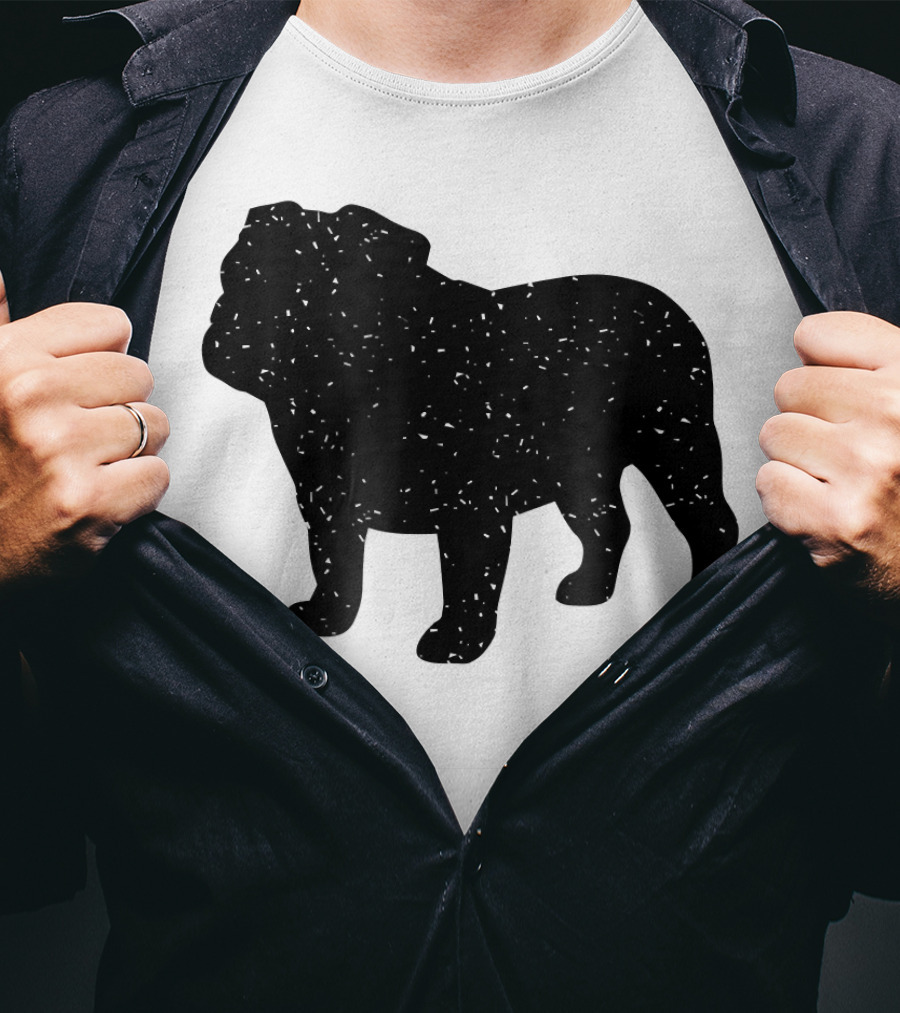Distressed Black English Bulldog T-Shirt