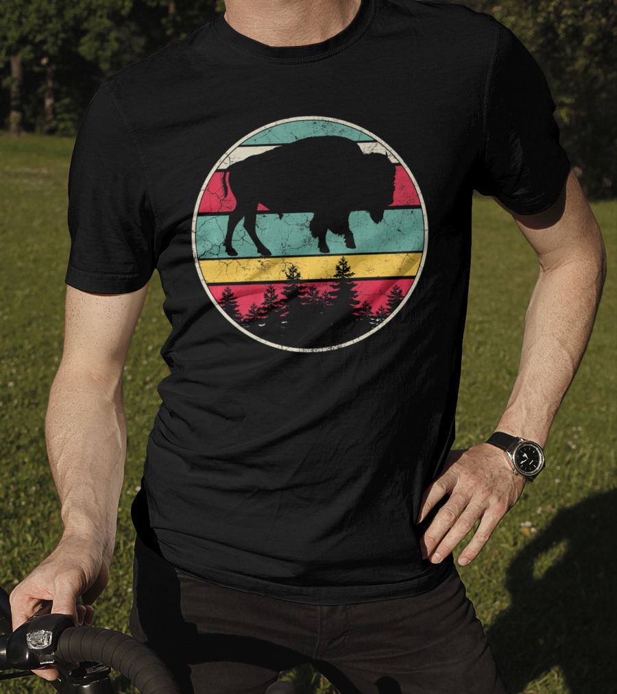 Buffalo Bison Distressed Vintage Forest T-Shirt