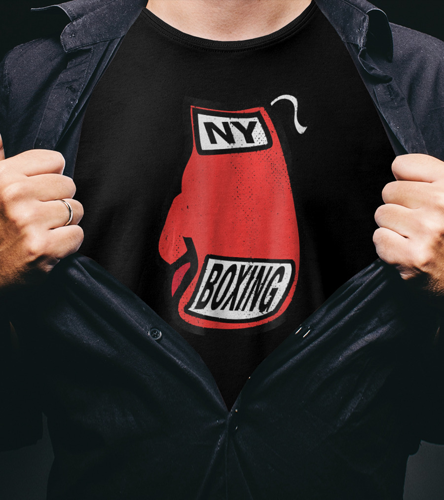 NY Boxing Distressed Red Glove T-Shirt