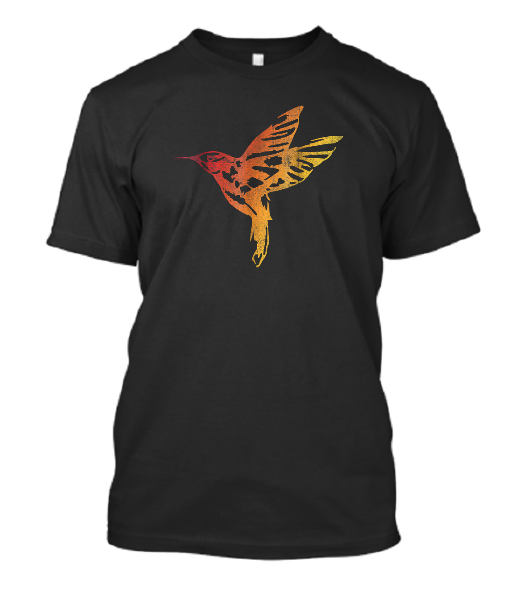Distressed Colorful Hummingbird Flying T-Shirt