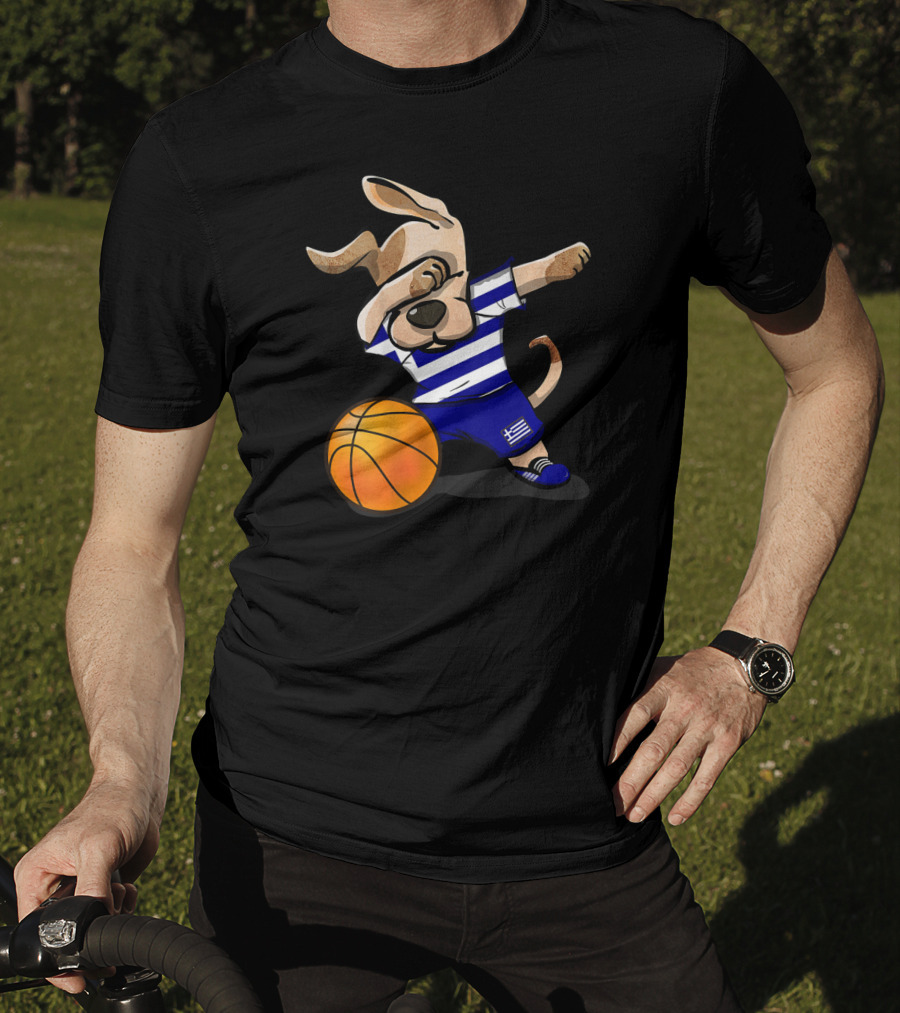 Dog Dabbing Basketball Greece Greek Jersey T-Shirt