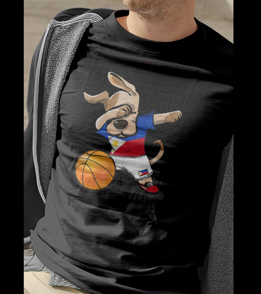Dog Dabbing Basketball Philippines Jersey Flag T-Shirt