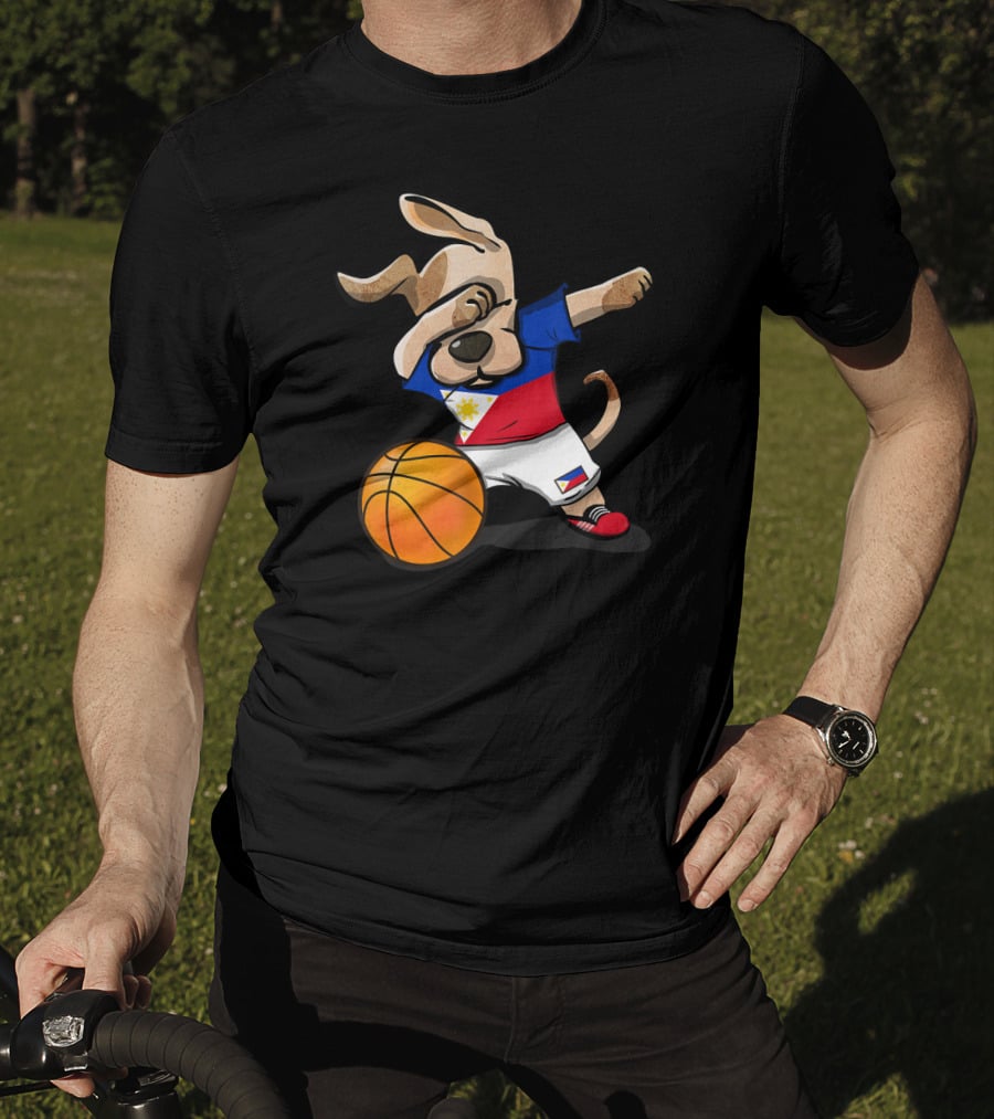 Dog Dabbing Basketball Philippines Jersey Flag T-Shirt