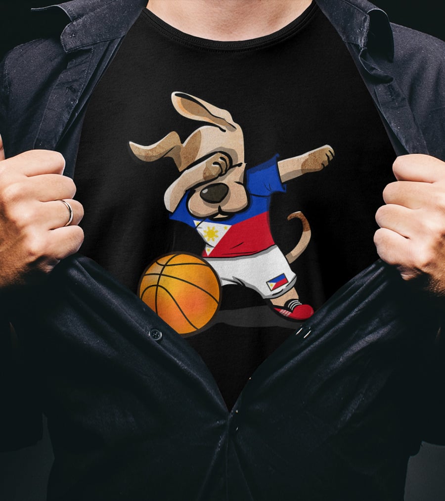 Dog Dabbing Basketball Philippines Jersey Flag T-Shirt