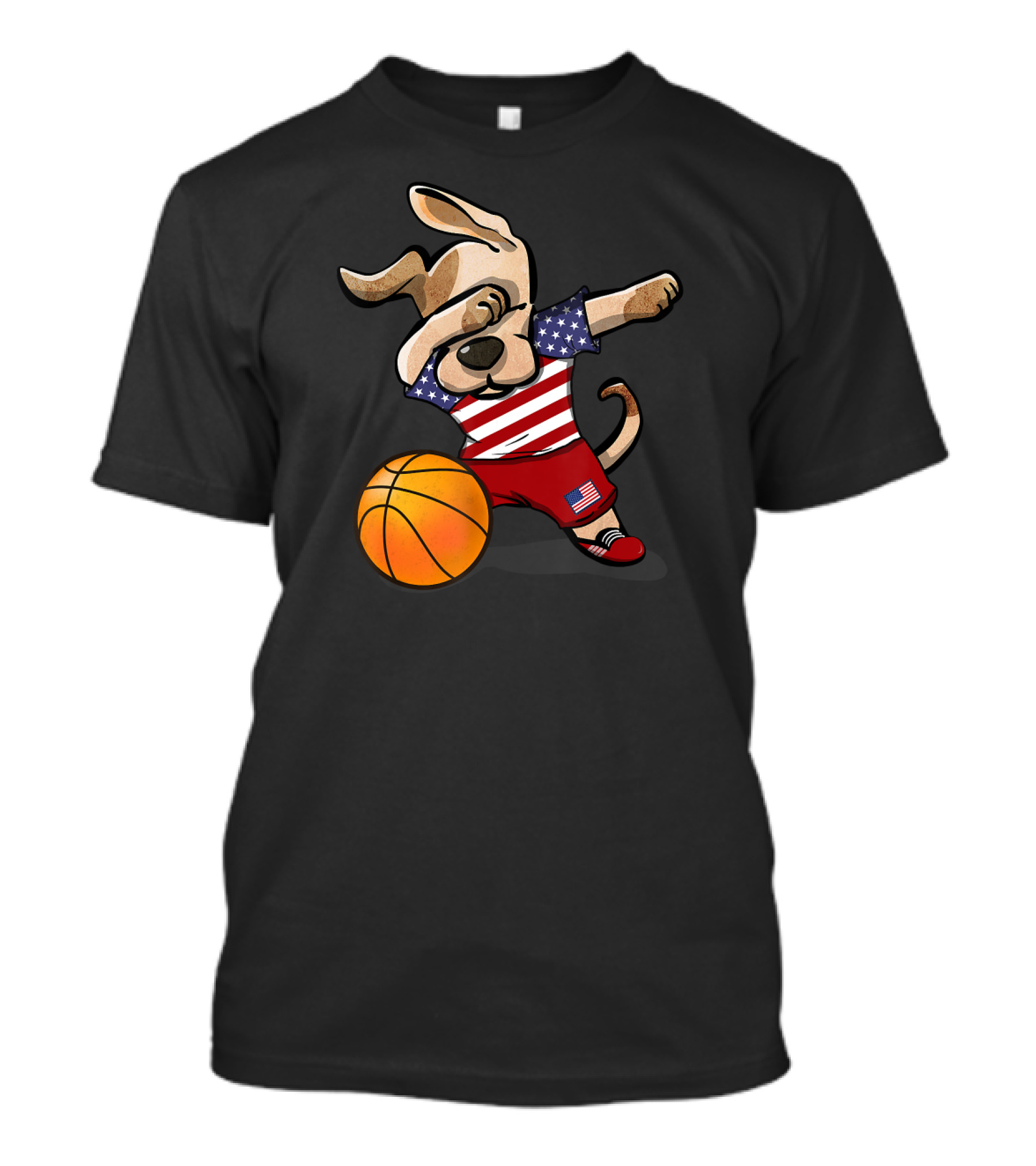 USA Basketball Dog Dabbing With American Flag T-Shirt