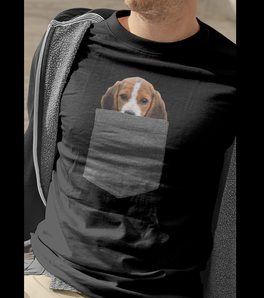 Beagle Dog In Pocket T-Shirt