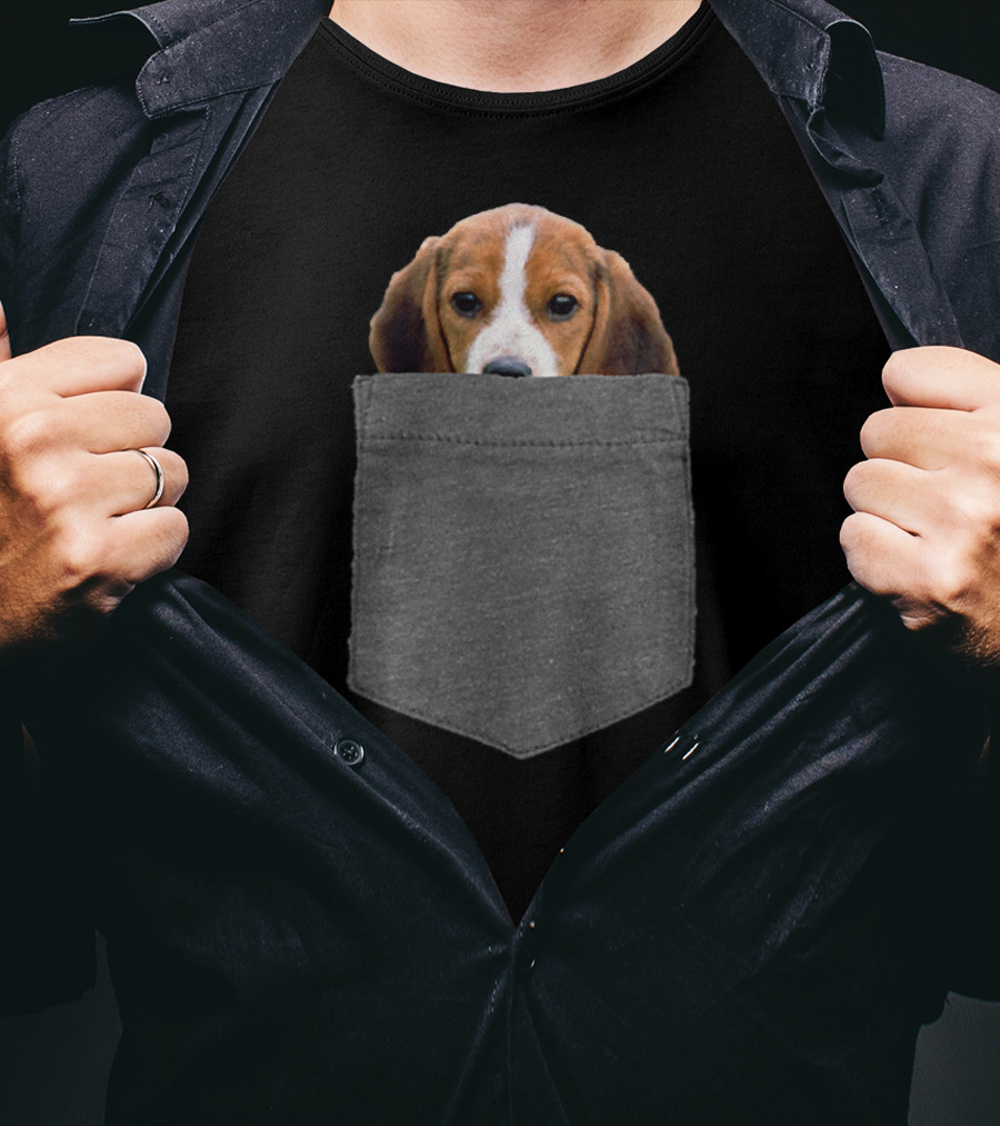 Beagle Dog In Pocket T-Shirt