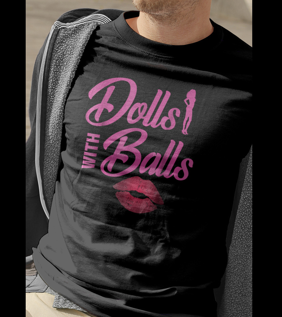 Dolls With Balls Funny Bowling Sports Silhouette Lips T-Shirt
