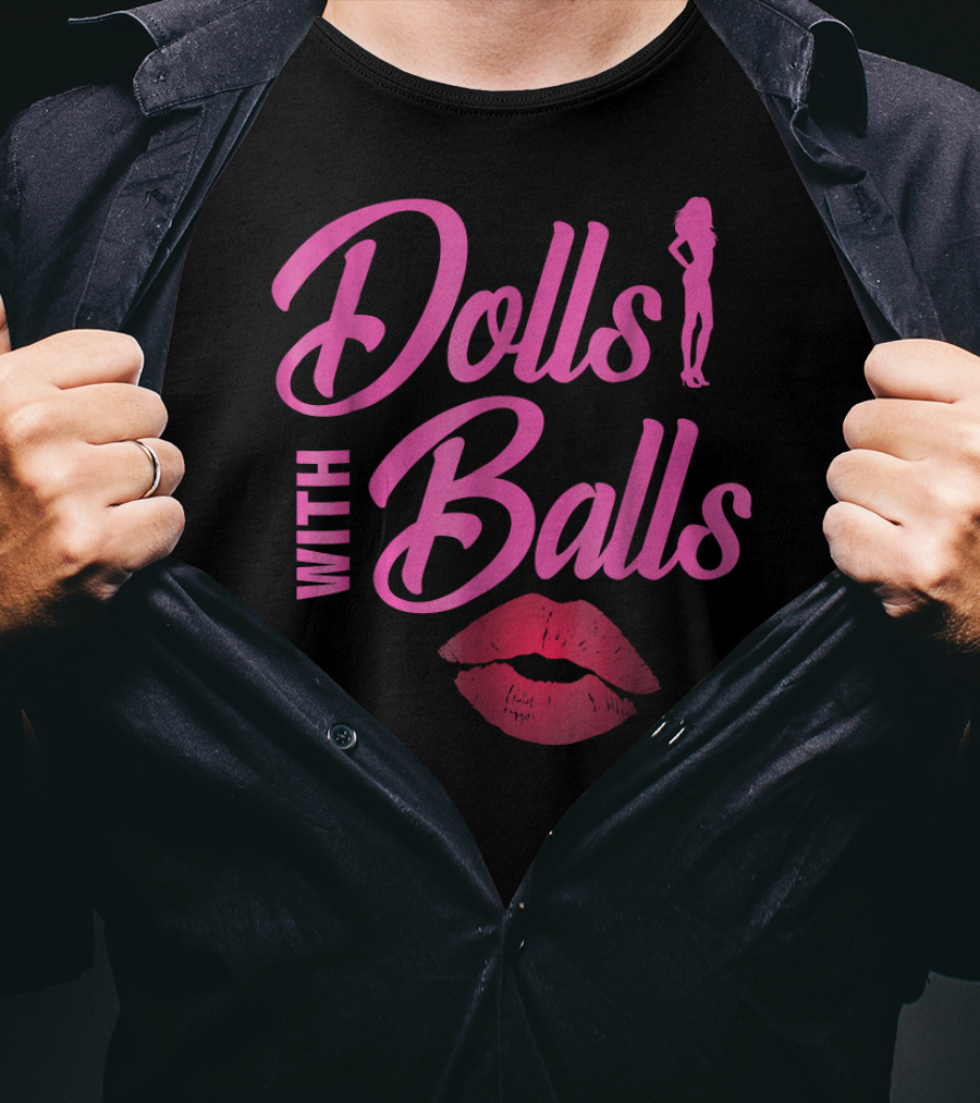 Dolls With Balls Funny Bowling Sports Silhouette Lips T-Shirt