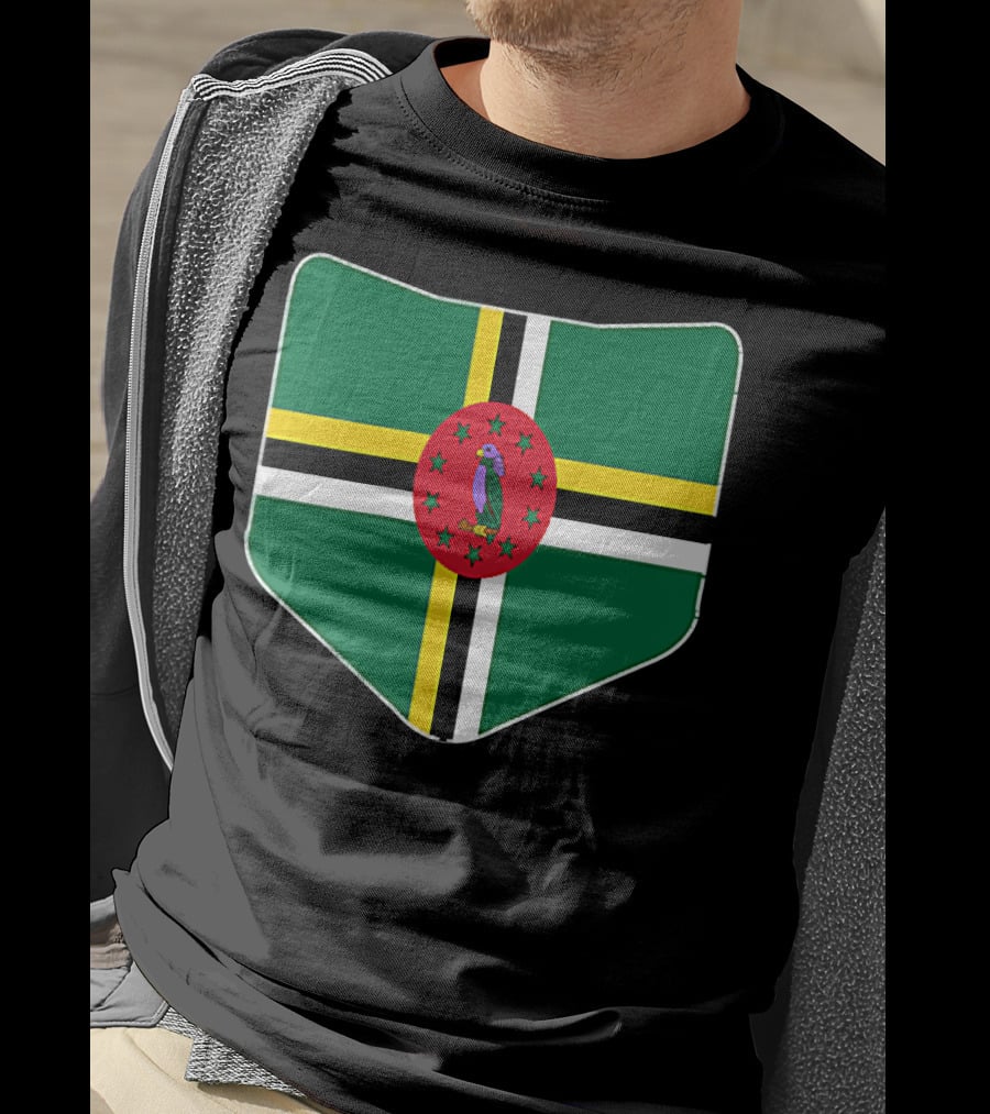 Dominica Flag With Printed Dominic Emblem T-Shirt