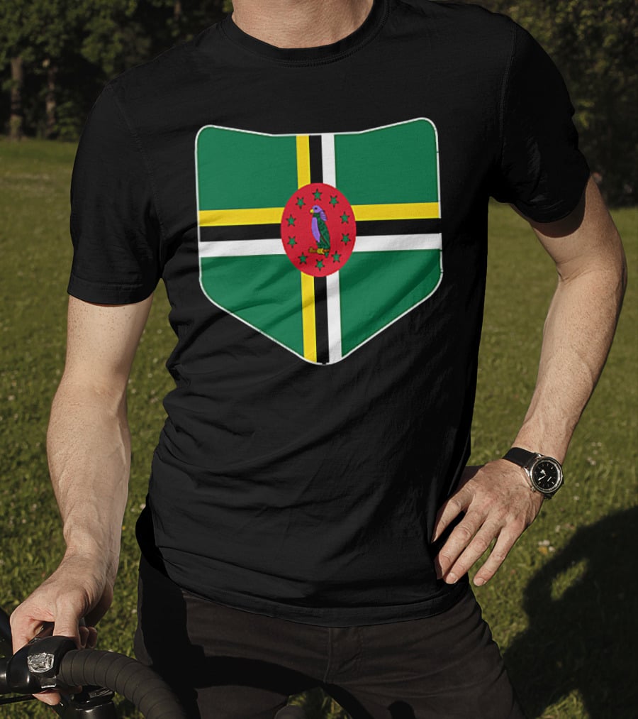 Dominica Flag With Printed Dominic Emblem T-Shirt