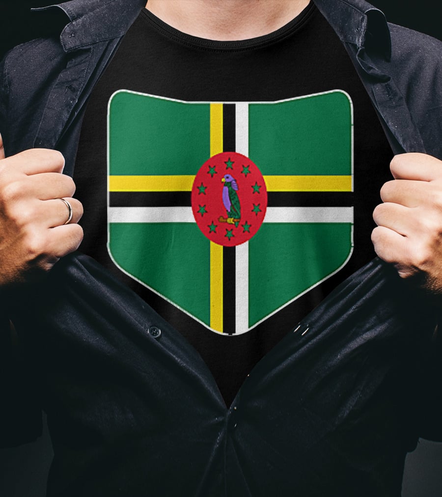 Dominica Flag With Printed Dominic Emblem T-Shirt