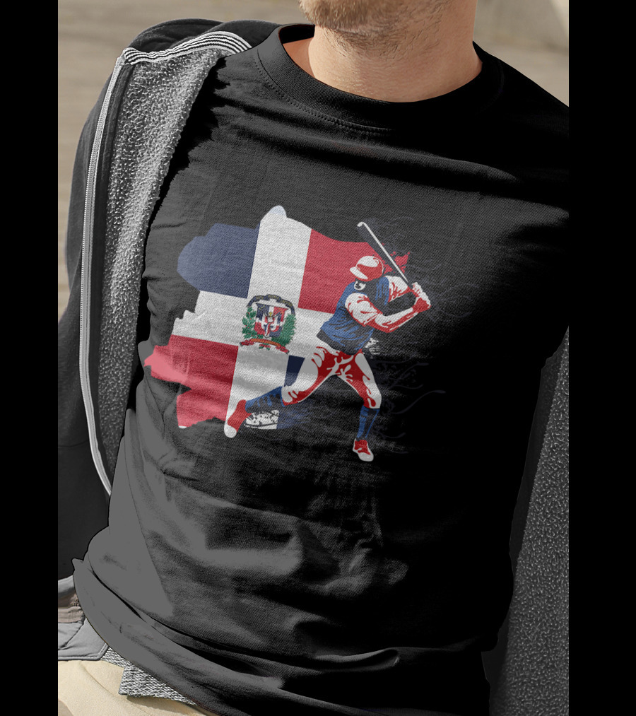 Dominican Republic Flag Baseball Batter T-Shirt