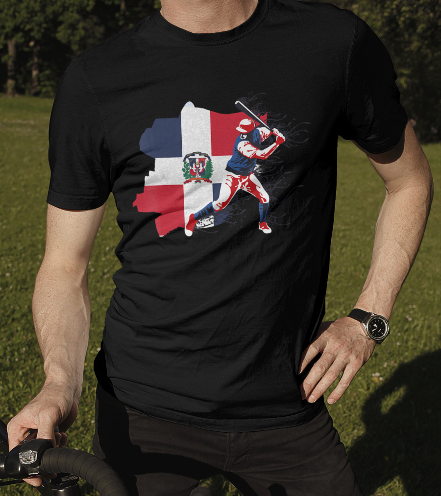Dominican Republic Flag Baseball Batter T-Shirt