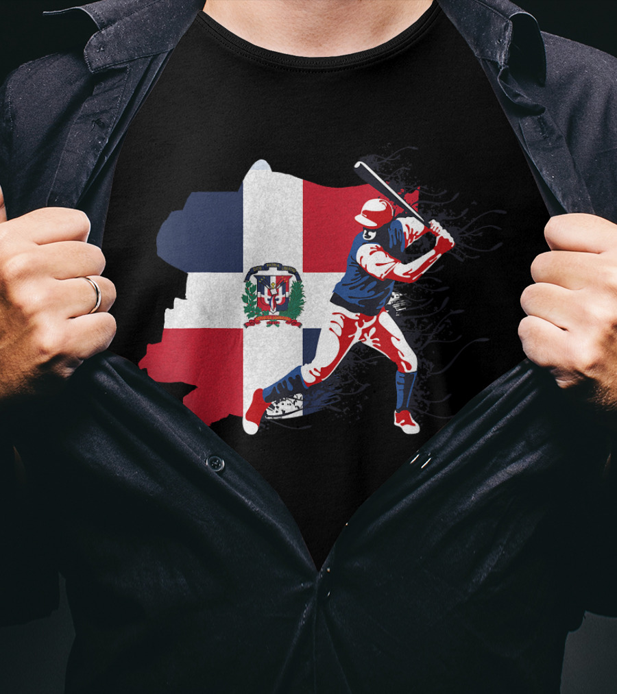 Dominican Republic Flag Baseball Batter T-Shirt