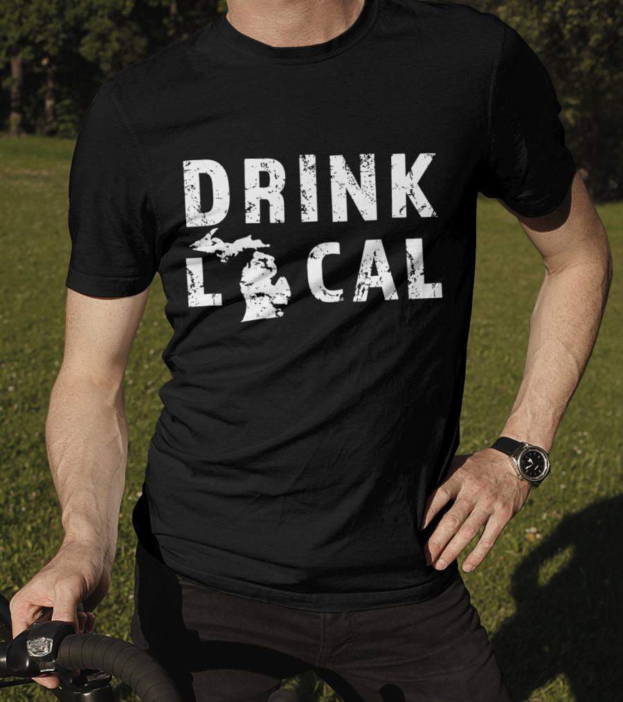 Drink Local Michigan Craft Beer MI Great Lakes State T-Shirt