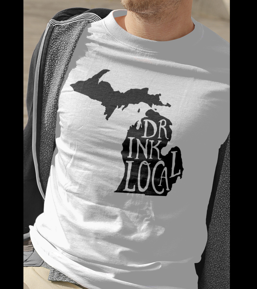 Drink Local Michigan State Outline Craft T-Shirt