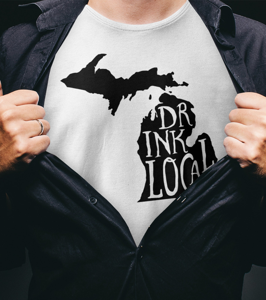 Drink Local Michigan State Outline Craft T-Shirt