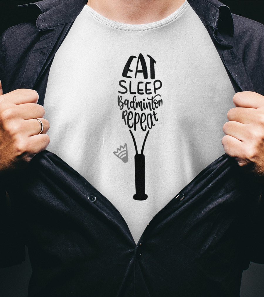 Eat Sleep Badminton Repeat Girly Birdi Badminton Racket Shuttlecock T-Shirt