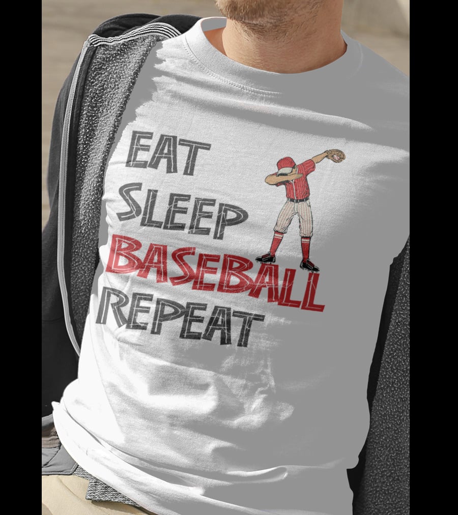 Eat Sleep Baseball Repeat Dabbing Player T-Shirt