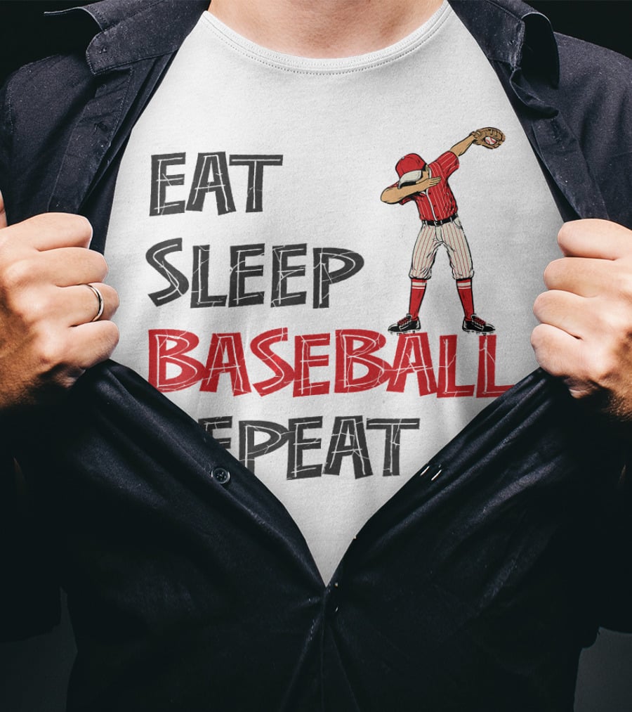 Eat Sleep Baseball Repeat Dabbing Player T-Shirt
