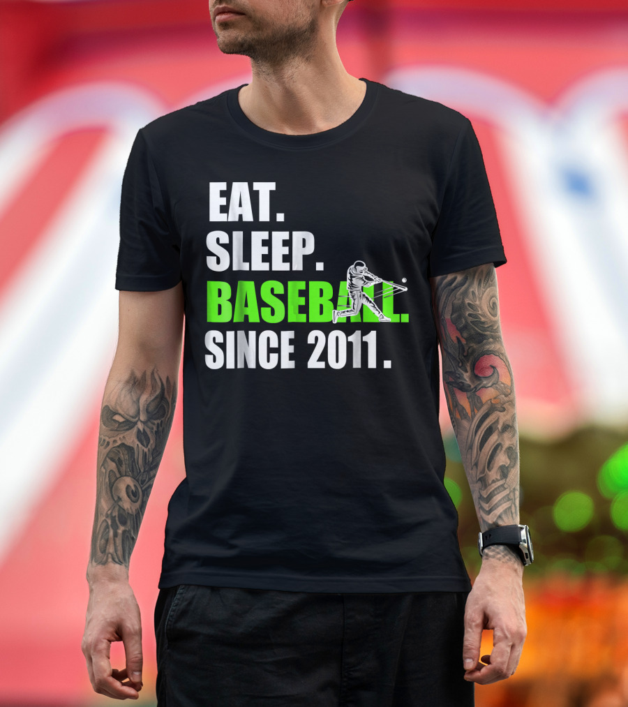 Eat Sleep Baseball Since 2011 Batter Swinging T-Shirt