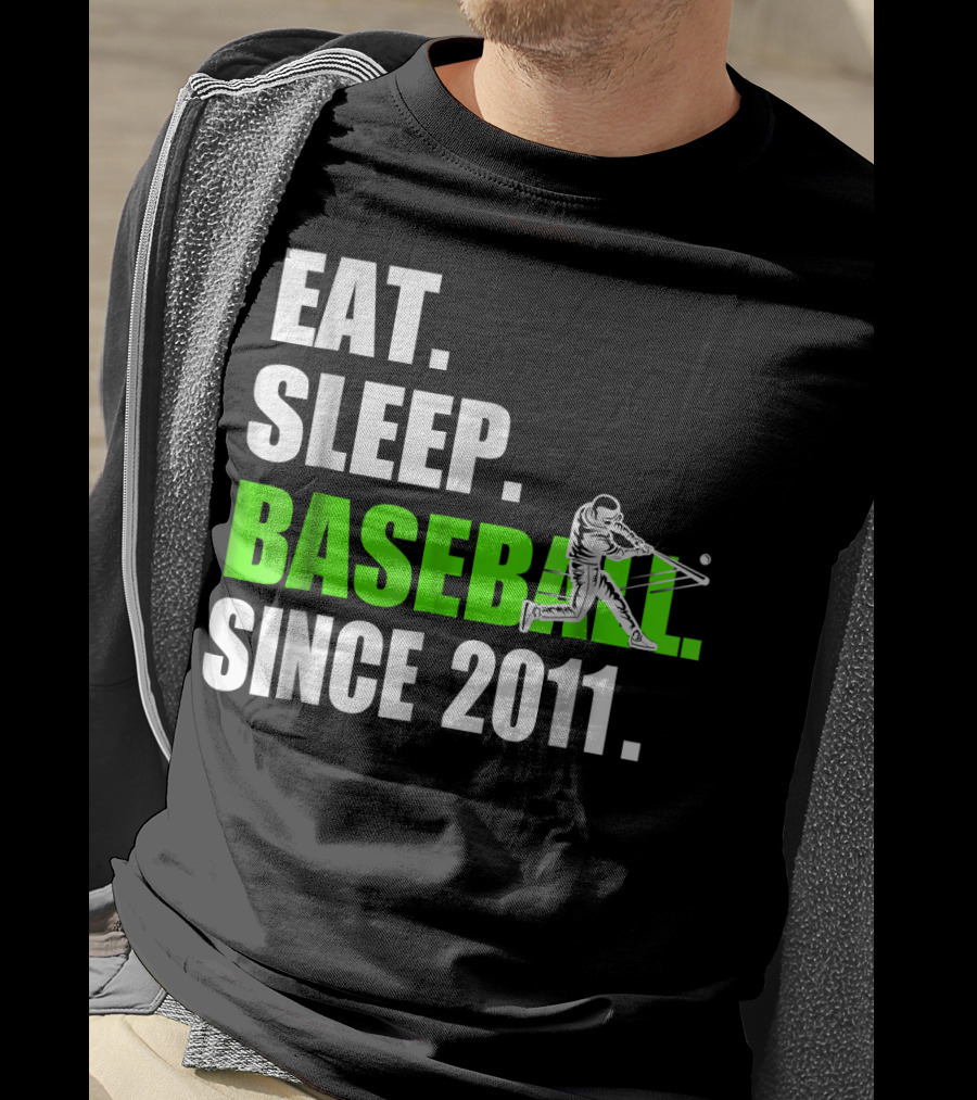 Eat Sleep Baseball Since 2011 Batter Swinging T-Shirt