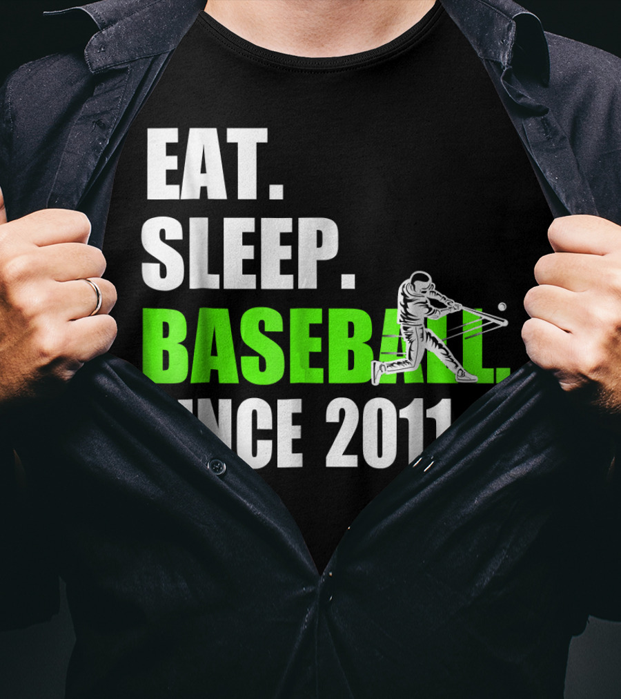 Eat Sleep Baseball Since 2011 Batter Swinging T-Shirt