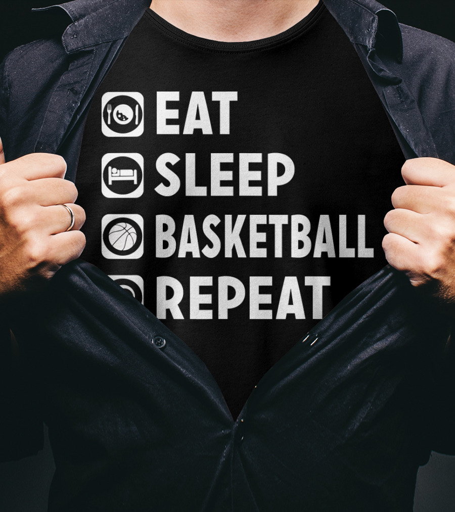 Eat Sleep Basketball Repeat Funny Bas Iconic Lifestyle Routine T-Shirt