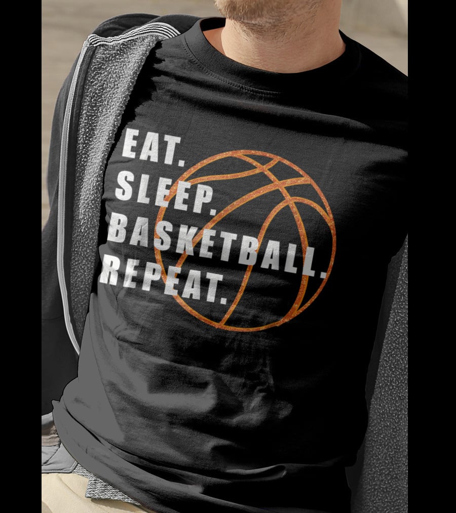 Eat Sleep Basketball Repeat Basketball Lines T-Shirt