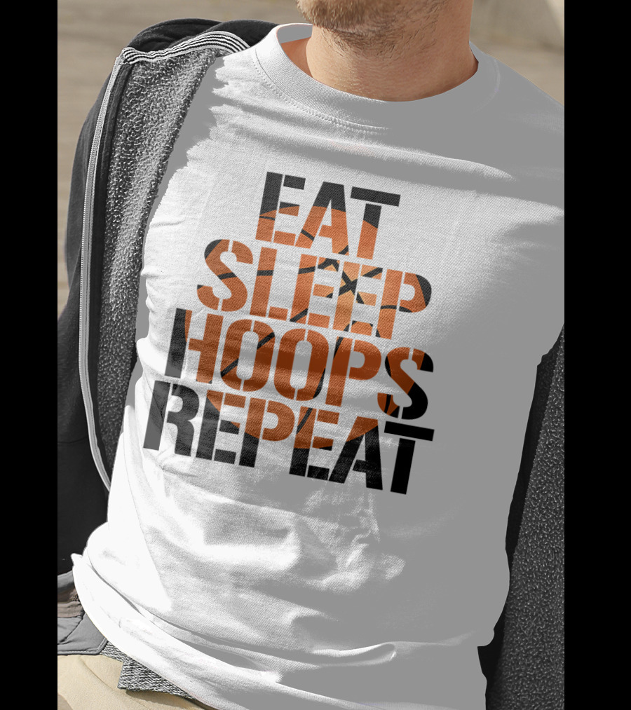 Eat Sleep Hoops Repeat Basketball Orange T-Shirt