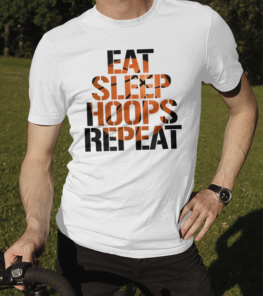 Eat Sleep Hoops Repeat Basketball Orange T-Shirt