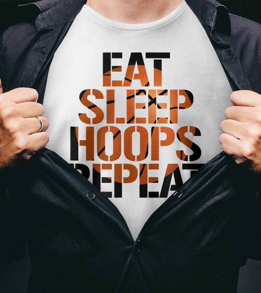 Eat Sleep Hoops Repeat Basketball Orange T-Shirt